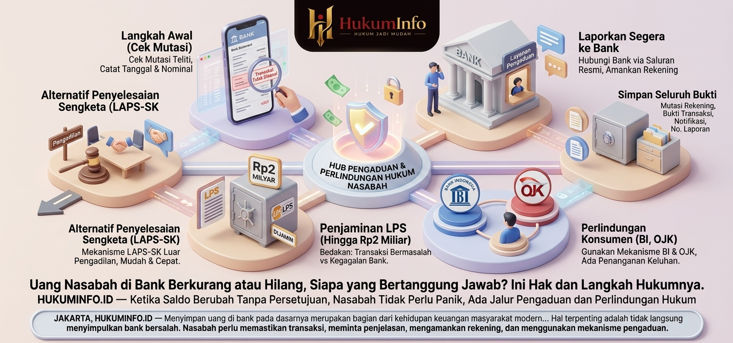 Uang Nasabah di Bank Berkurang atau Hilang, Siapa yang Bertanggung Jawab? Ini Hak dan Langkah Hukumnya