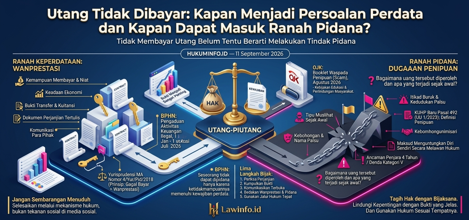 Utang Tidak Dibayar: Kapan Menjadi Persoalan Perdata dan Kapan Dapat Masuk Ranah Pidana?