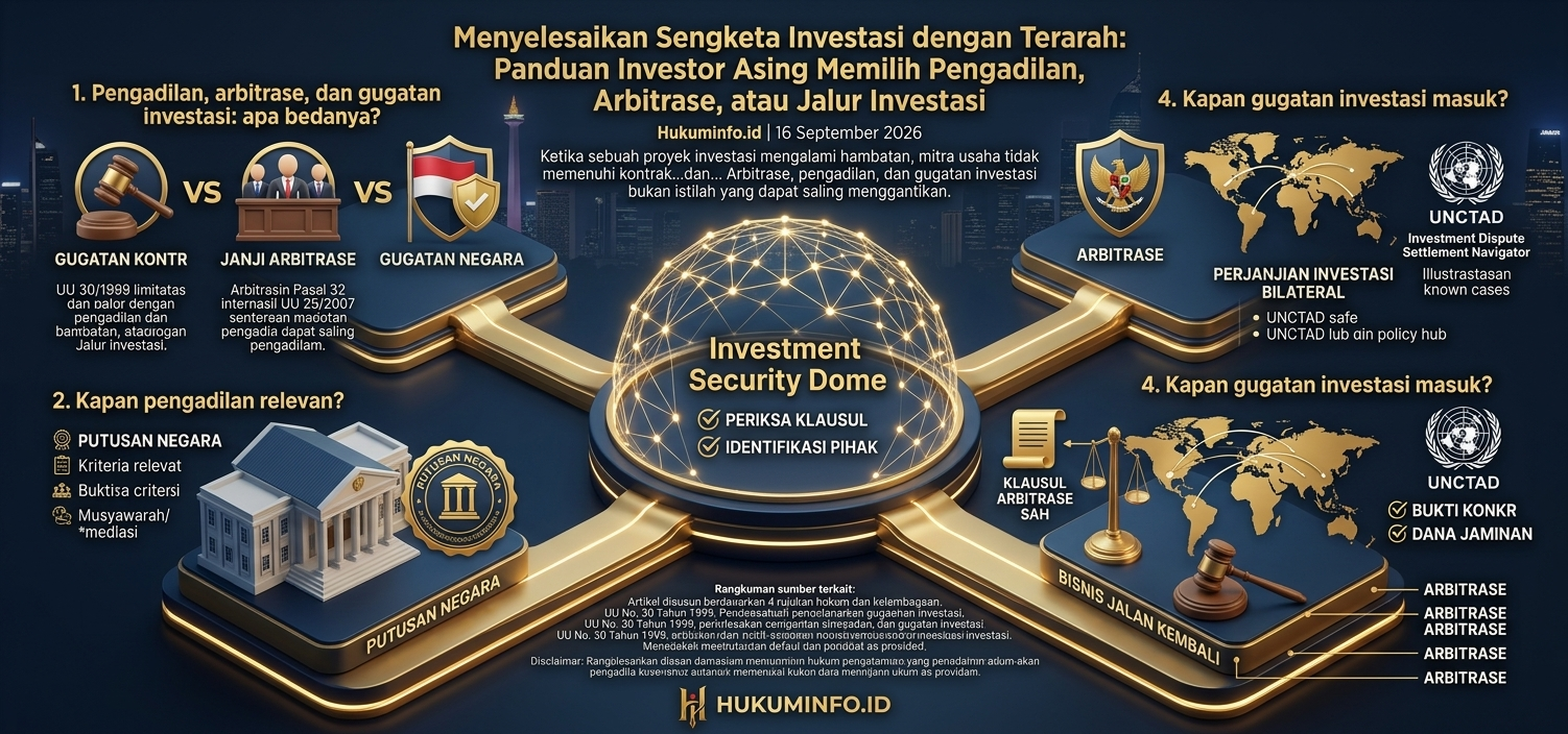 Menyelesaikan Sengketa Investasi dengan Terarah: Panduan Investor Asing Memilih Pengadilan, Arbitrase, atau Jalur Investasi